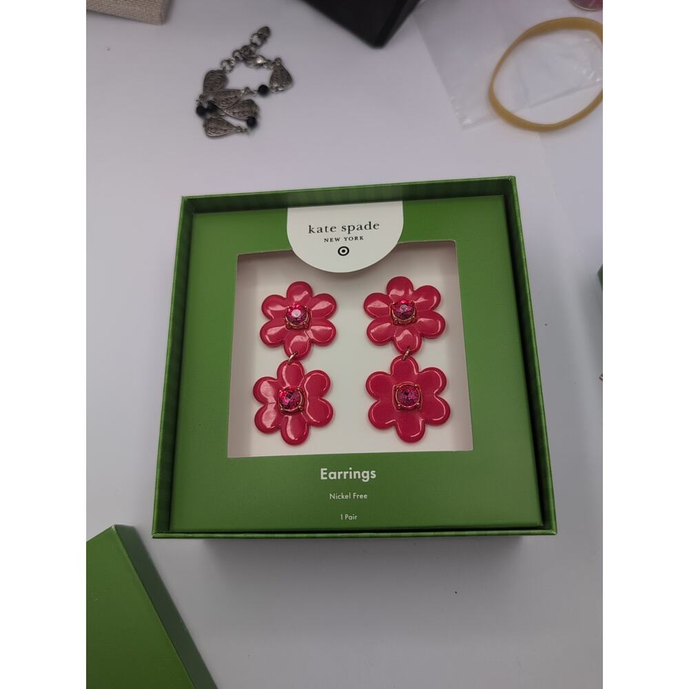 kate spade new york x Target - Red Floral Linear Earrings Limited Edition NEW